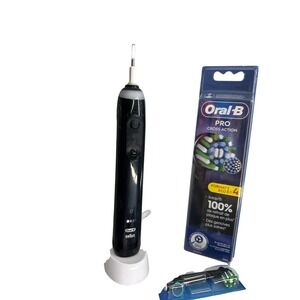 Oral B Pro Cross Action Electric Toothbrush Black w/ Brush‎ Head Refills Eco